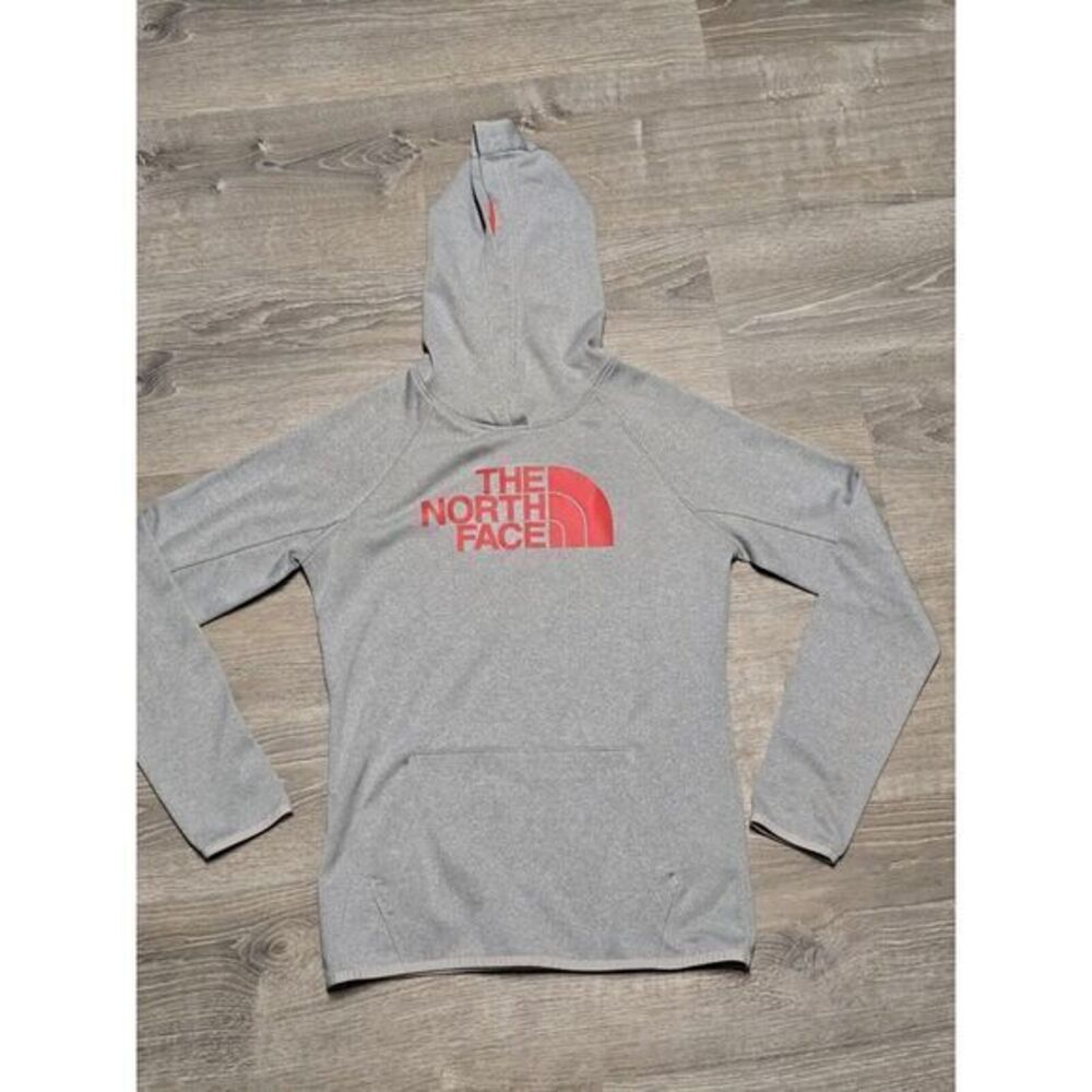 The North Face Women's Gray Red Big Logo Pullover Hoodie Size S/P